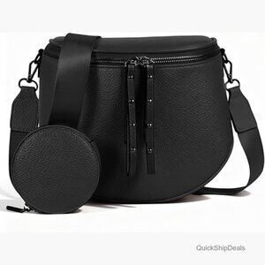 Large Vegan Leather Crossbody Bum Bag with Adjustable Strap